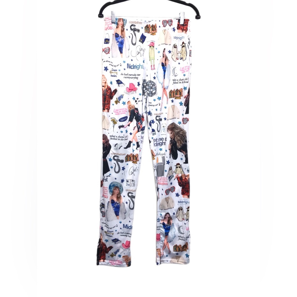 Taylor‎ Swift Satin Pajama Pants Pockets Women’s M Swifty Sleep Eras Reputation